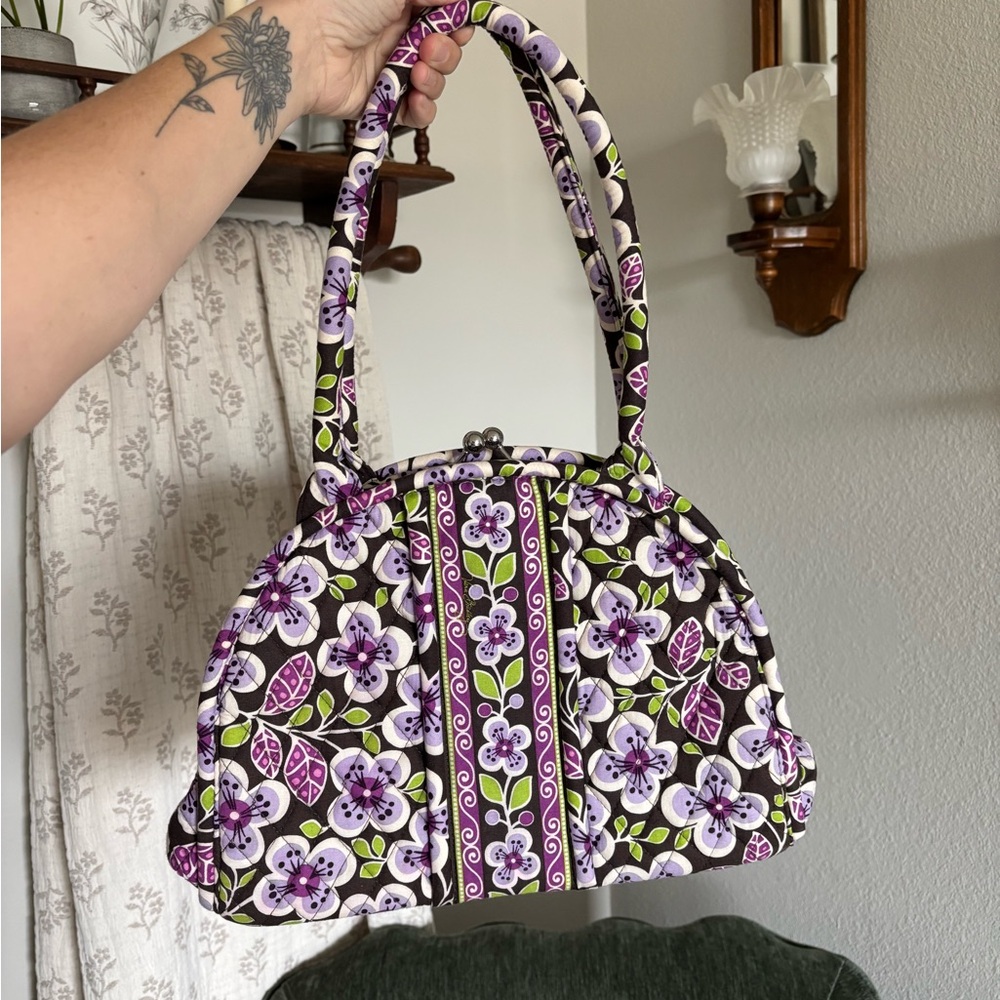 Vera Bradley Floral Quilted Purple clasp shoulder bag